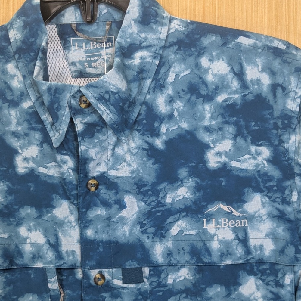 L.L.Bean SunSmart Tropicwear Shirt UPF 50+ Blue Cloud‎ Short Sleeve Men's Small